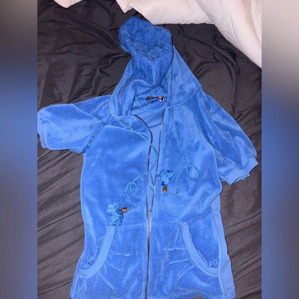 Vintage Juicy Couture Royal Blue Plush Zip Hoodie
